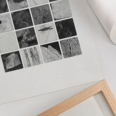 Sieninis plakatas juodai balti geometriniai raštai menine forma