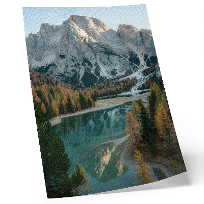 Plakatas Kalnai, miškas, ežeras, atspindžiai, spalvingi medžiai