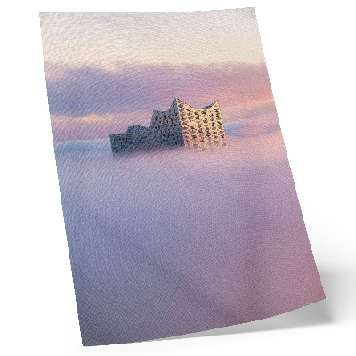Plakatas Šiuolaikinė architektūra, apsupta rūko