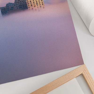 Plakatas Šiuolaikinė architektūra, apsupta rūko