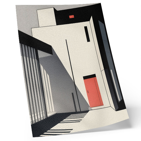 Dekoratyvinis plakatas Minimalistinės geometrinės architektūros kontrastas