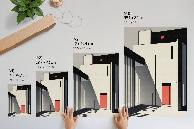 Dekoratyvinis plakatas Minimalistinės geometrinės architektūros kontrastas