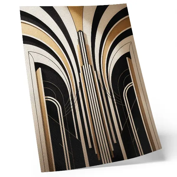 Sieninis plakatas modernios arkos su elegantišku Art Deco kontrastu