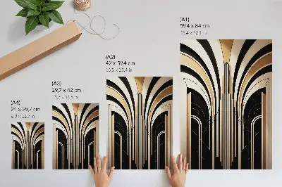 Sieninis plakatas modernios arkos su elegantišku Art Deco kontrastu