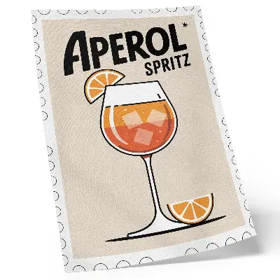 Plakatas svetainei su oranžiniu Aperol gėrimo fonu