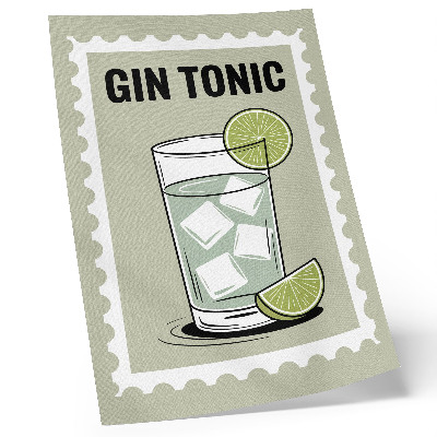 Plakatas Užrašas GIN TONIC žali ir balti elementai