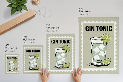 Plakatas Užrašas GIN TONIC žali ir balti elementai