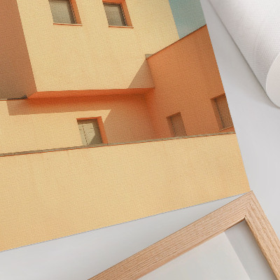 Plakatas svetainei Geometrinės architektūros smėlio spalvos fasadas