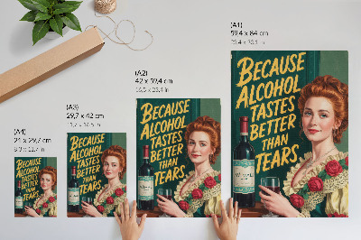 Sieninis plakatas Retro elegantiška moteris su vynu ir užrašu