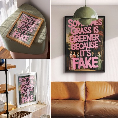 Plakatas svetainei Rožinis užrašas miško personažai elegancija humoras