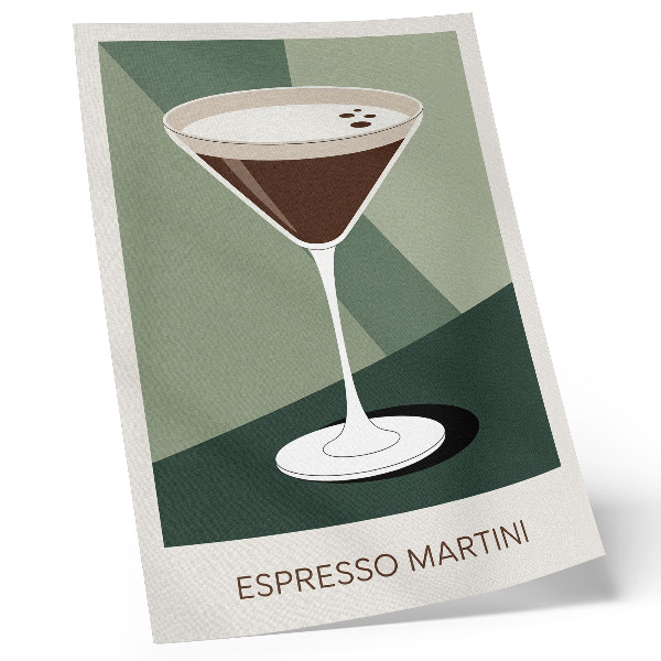 Sieninis plakatas Modernus martini žalios, smėlio ir baltos spalvos