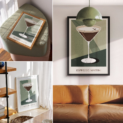 Sieninis plakatas Modernus martini žalios, smėlio ir baltos spalvos