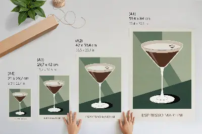Sieninis plakatas modernaus stiliaus martini dizainas žalios, smėlio ir baltos spalvų