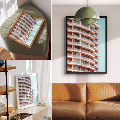 Sieninis plakatas Moderni architektūra su atvirais balkonais