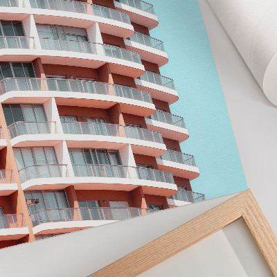 Sieninis plakatas Moderni architektūra su atvirais balkonais