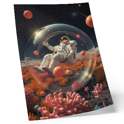 Sieninis plakatas Astronauto erdvė spalvingi augalai kosmosas