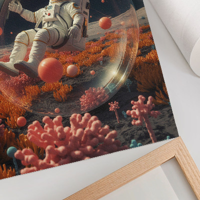 Sieninis plakatas Astronauto erdvė spalvingi augalai kosmosas