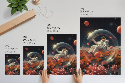 Sieninis plakatas Astronauto erdvė spalvingi augalai kosmosas