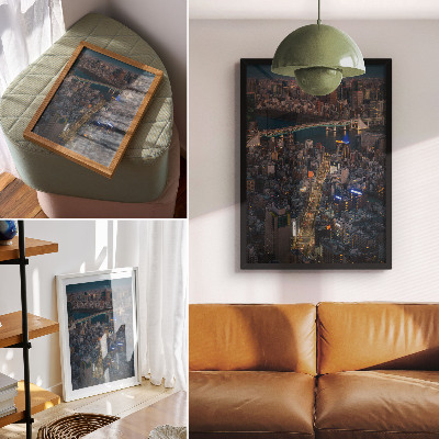 Dekoratyvinis plakatas Naktinio miesto šviesos ir atspindžių elegancija