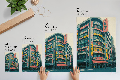 Plakatas svetainei Spalvingi užrašai ant modernistinių pastatų