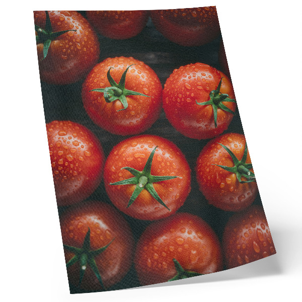 Plakatas svetainei Sultingi pomidorai su vandens lašais