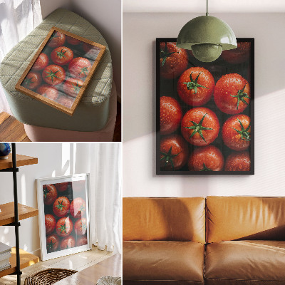 Plakatas svetainei Sultingi pomidorai su vandens lašais