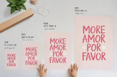 Sieninis plakatas džiaugsmingas tekstas su raudonomis širdelėmis