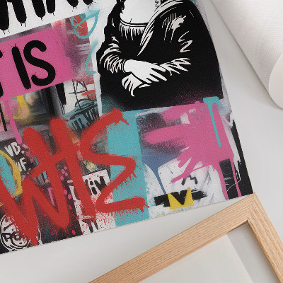 Sieninis plakatas Energingas grafiti klasikinės piktogramos teksto kontrastas