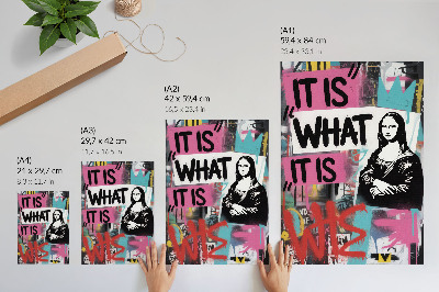 Sieninis plakatas Energingas grafiti klasikinės piktogramos teksto kontrastas