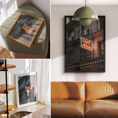 Plakatas Neoninių miesto ženklų atmosferinis kadras