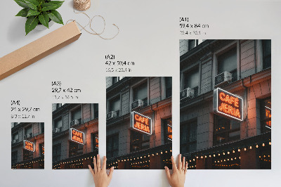 Plakatas Neoninių miesto ženklų atmosferinis kadras