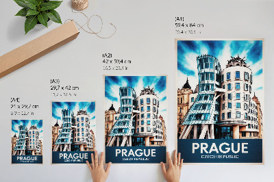 Dekoratyvinis plakatas Prahos futuristinė architektūra ir modernumas