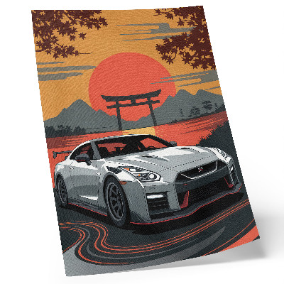 Dekoratyvinis plakatas Automobilis harmoningame Japonijos kraštovaizdyje