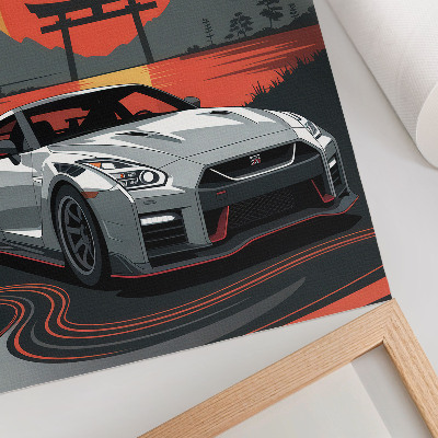 Dekoratyvinis plakatas Automobilis harmoningame Japonijos kraštovaizdyje