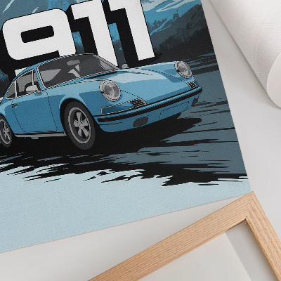 Plakatas Klasikinio automobilio kalno fonas didelėmis raidėmis