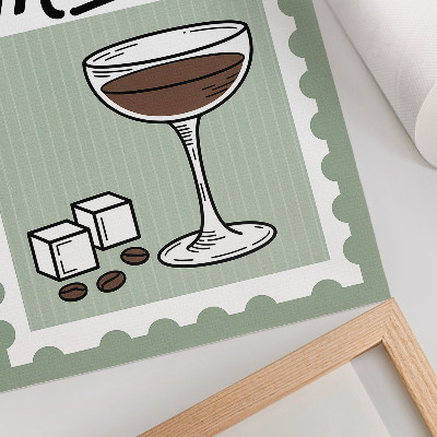 Dekoratyvinis plakatas Espreso martini vintažinio stiliaus grafika