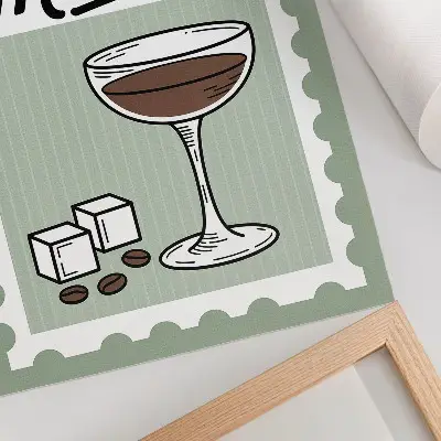 Dekoratyvinis plakatas vintažinio stiliaus „Espreso martini“ grafika
