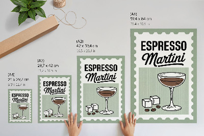 Dekoratyvinis plakatas Espreso martini vintažinio stiliaus grafika