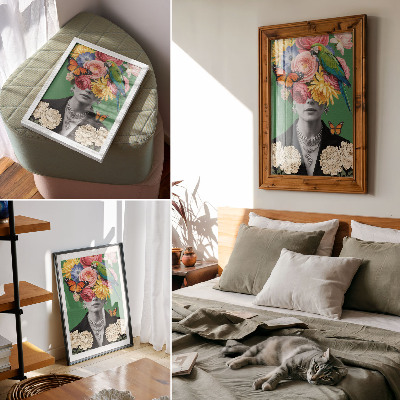 Plakatas Gėlės, paukščiai, drugeliai, elegantiškos figūros, siurrealizmas