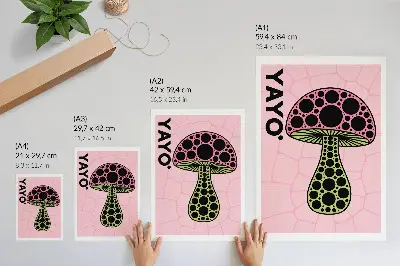 Sieninis plakatas grybų geometrijos ir modernaus stiliaus kompozicija