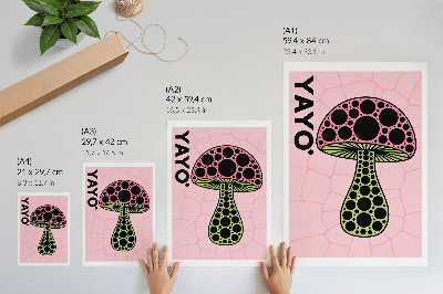 Sieninis plakatas Grybų geometrijos teksto modernumas
