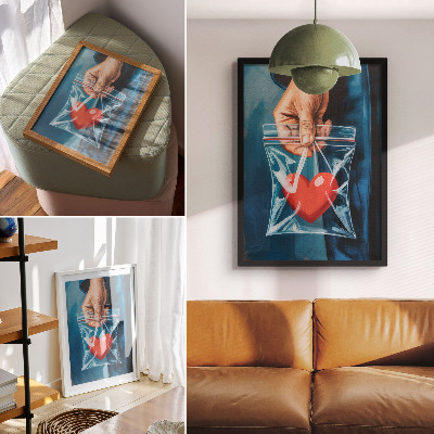 Dekoratyvinis plakatas Ryškūs raudonos ir mėlynos spalvų kontrastai, modernus stilius