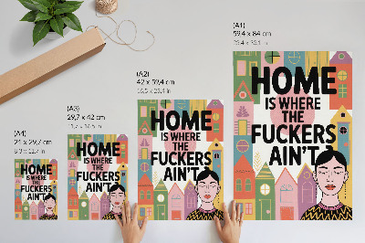 Sieninis plakatas Spalvingi geometriniai namai susiduria su užmerktomis akimis