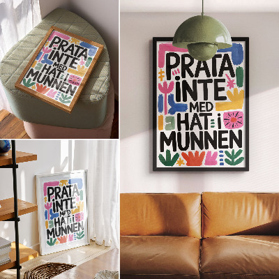 Plakatas Juodos raidės, spalvingi potėpiai, modernus stilius