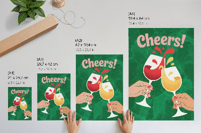 Sieninis plakatas Spalvingi akiniai žaliame fone dinamiško stiliaus