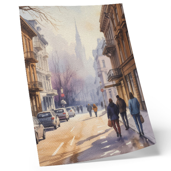 Plakatas Miesto gatvės žiemos medžiai rami atmosfera
