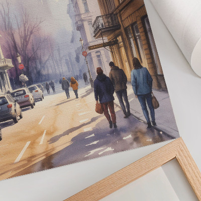 Plakatas Miesto gatvės žiemos medžiai rami atmosfera
