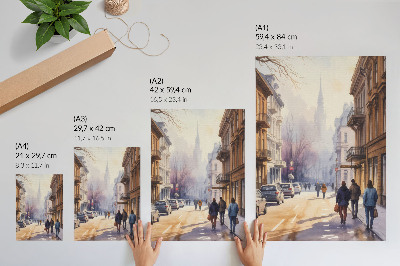 Plakatas Miesto gatvės žiemos medžiai rami atmosfera