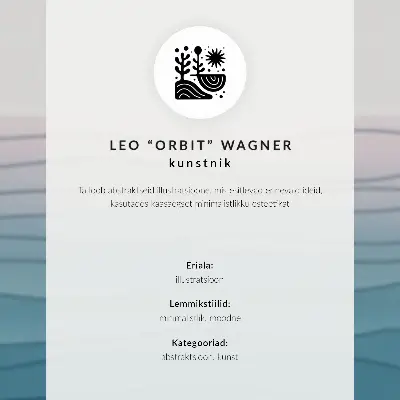 Plakatas svetainei ryškiai oranžinis pastato vaizdas mėlyname fone