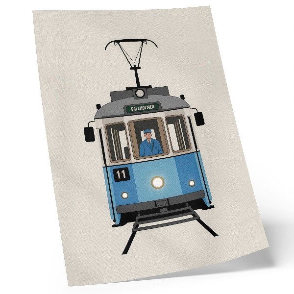 Sieninis plakatas Retro tramvajus minimalistinio stiliaus